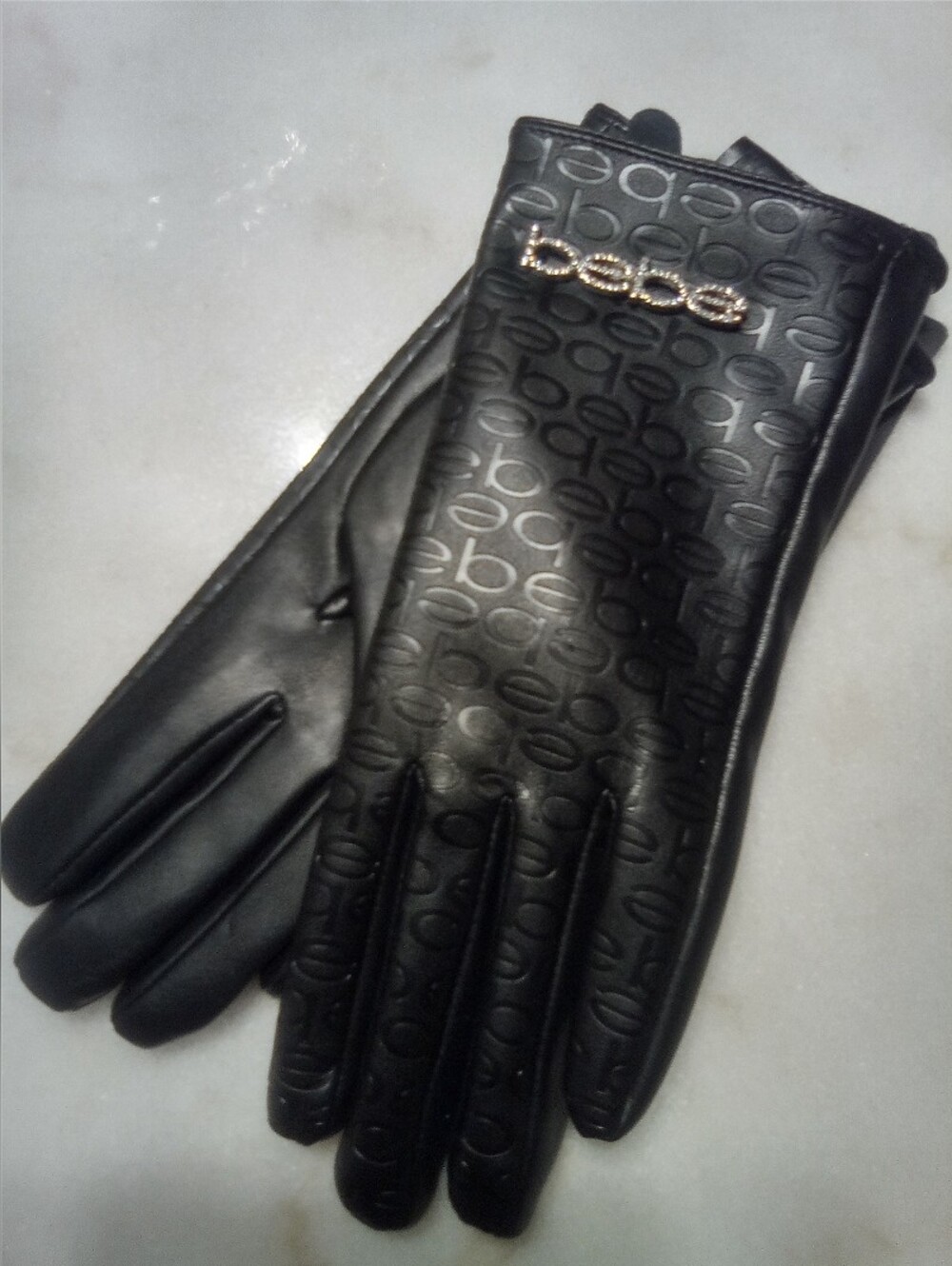 Bebe: Ladies Black Logo Gloves